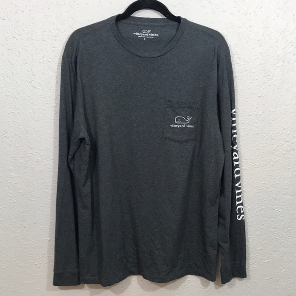 Vineyard Vines Gray Crew Neck Long Sleeve T-Shirt     size L 100% Cotton - Picture 1 of 10